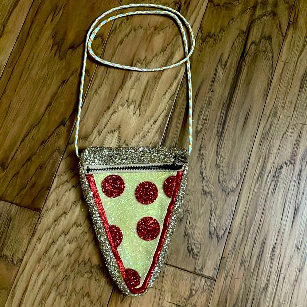 Crewcuts NWT Slice of Pizza glitter crossbody kids novelty purse